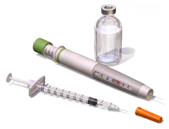 Image of an insulin syringe and insulin pen.