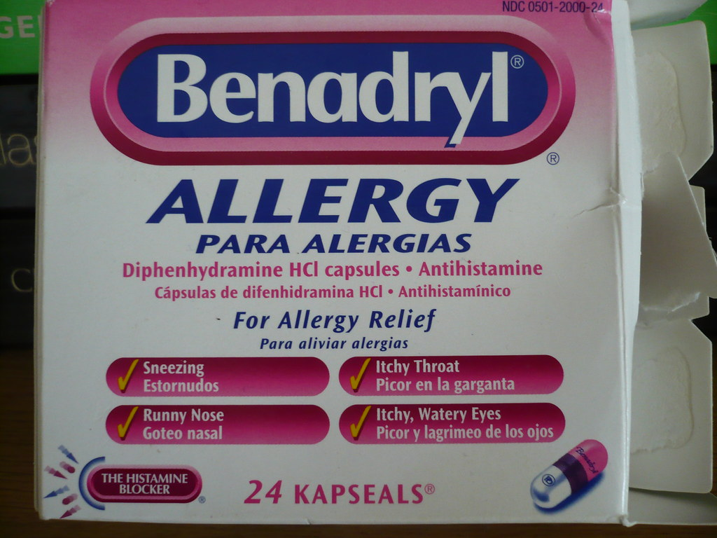 Photo of an opened package of Benadryl