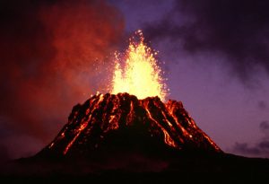 Lava erupting from the Puʻu ʻŌʻō vent in June 1983