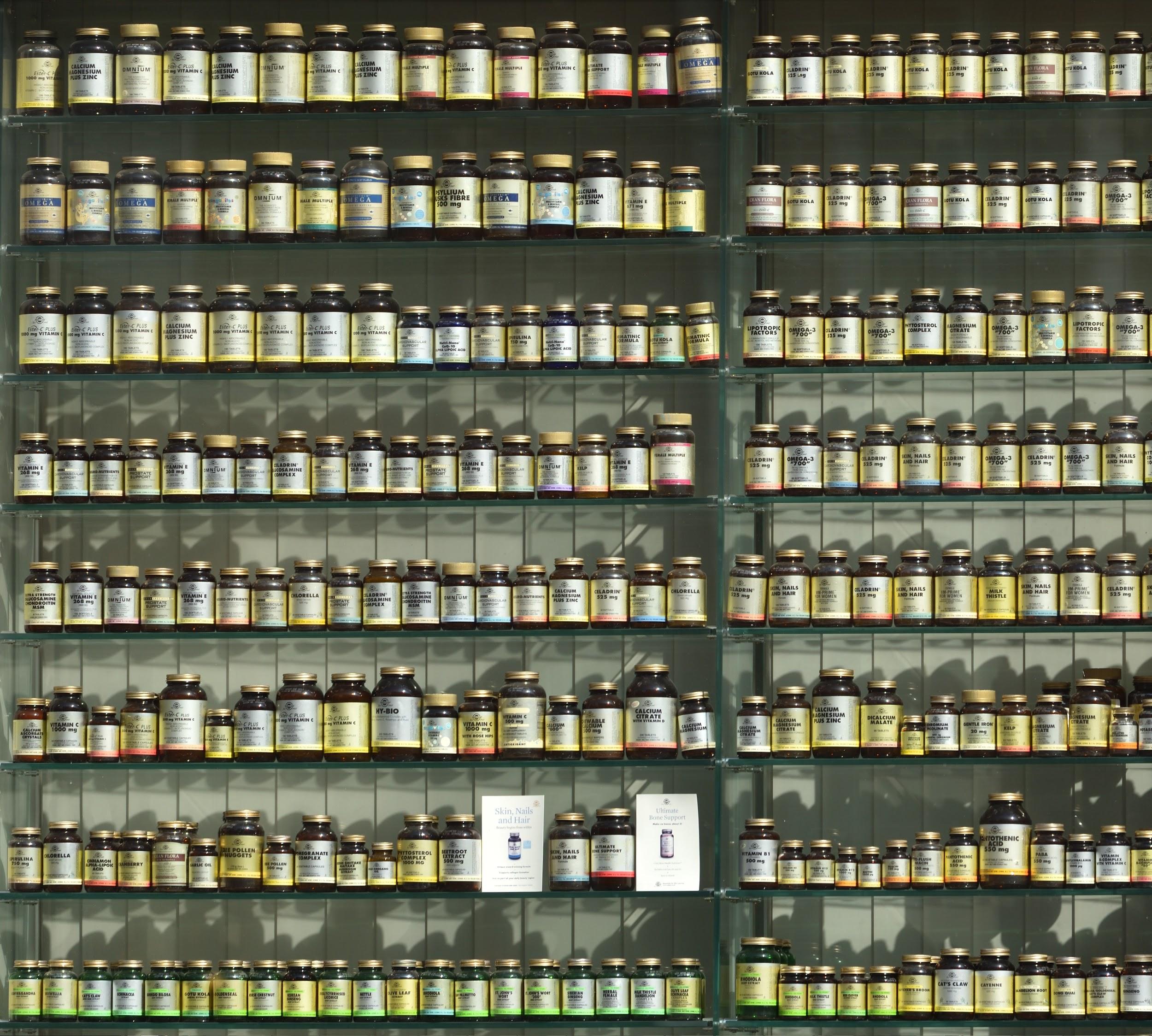 Rows and rows of different supplements.