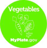 Vegetables category title button with food illustrations from MyPlate.gov