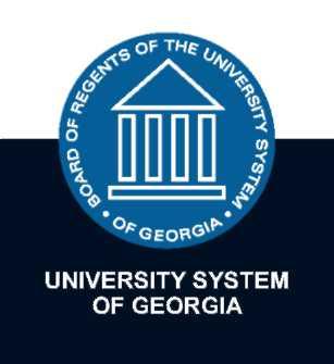 Logo of Board of Regents of the University System of Georgia with an outline of a building with four pillars and triangle roof.
