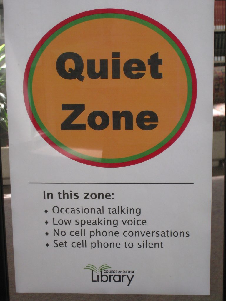 Photo showing sign that says Quiet Zone