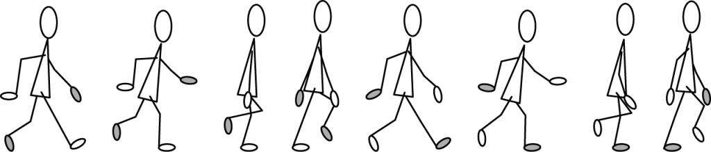 Ilustración de una persona de palo caminando. Detalles en pie de foto.