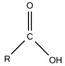 a carbon with a double bonded oxygen and an OH group attached to a carbon chain