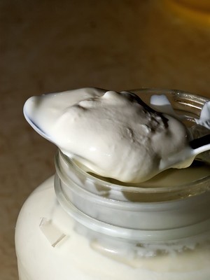Jar of yogurt.