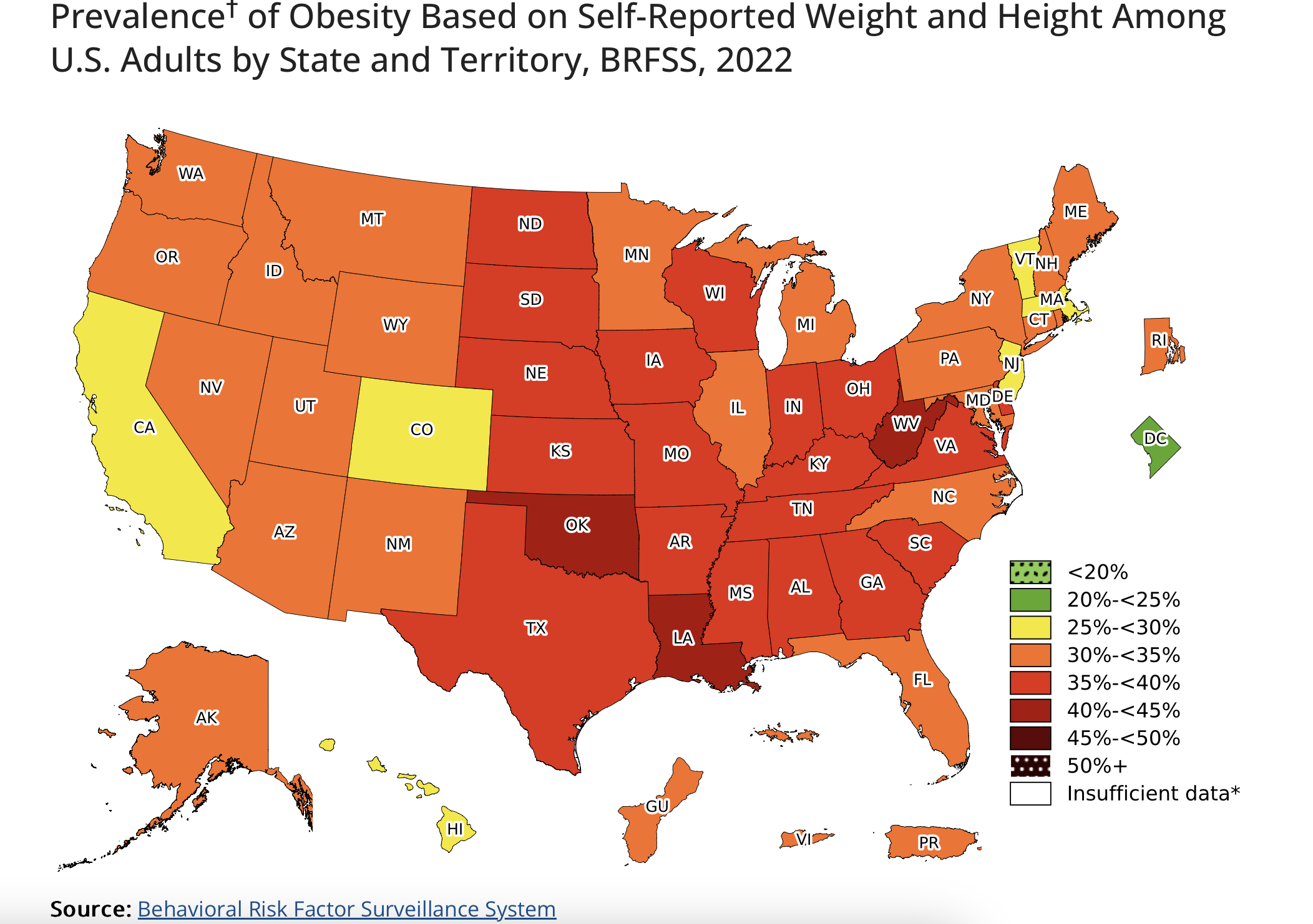 Prevalence† of Obesity Based on Self-Reported Weight and Height Among U.S. Adults